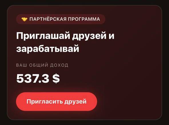 Доход партнёра 537$